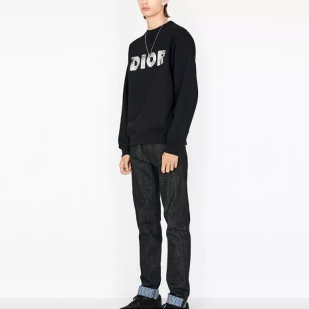 Dior SS20 Daniel Arsham Fade 3D Crewneck Black and White Logo Sweatshirts Sz S